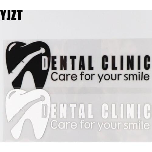YJZT 19×6.4CM DENTAL CLINIC Care For Your Smile Car Sticker Vinyl Decal Word Decorates Black/Silver 4C-0364