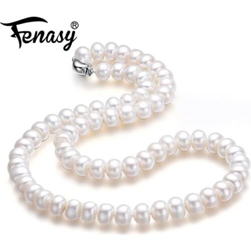 FENASY fine AAAA high quality natural freshwater pearl necklace for women 3 colors 8-9mm pearl jewelry 45cm choker necklace