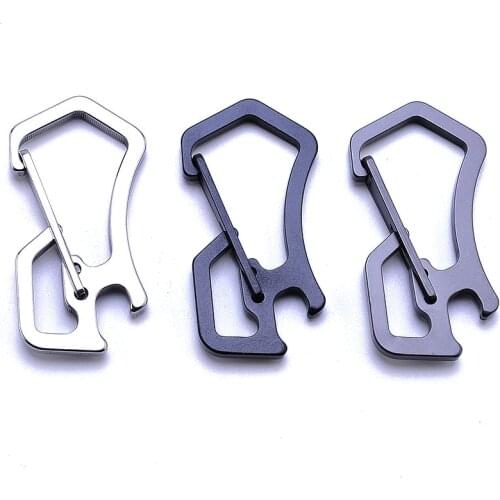 1PC EDC Stainless Steel Keychain Tactical Carabiner Accessories Hang Buckle Fast Hook Opener EDC Multifunction Tool Accessories