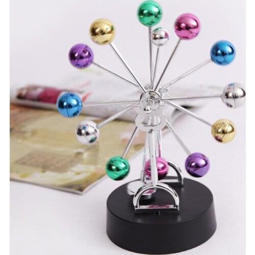 1PC Colorful Rotation Ferris wheel Newton Pendulum Ball Home Decoration Craft Magnet Rotary Perpetual Ball Desk Miniature LZ 007