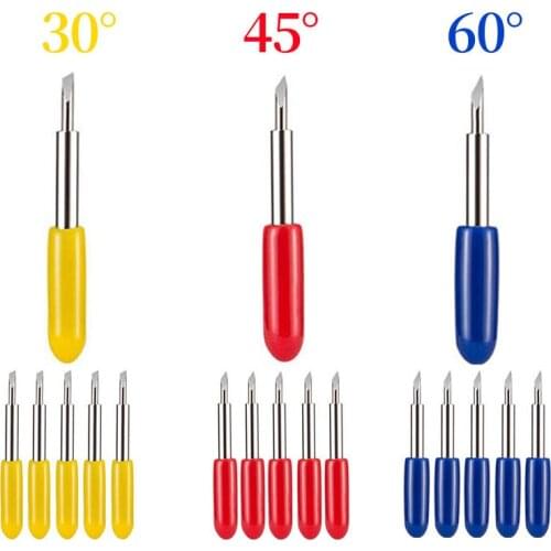 10 Pcs 30/45/60 Degree Roland Cutter Carbide Lettering Knife Plotter Vinyl Cutting Blade Cricut Accessories Blades and Holder