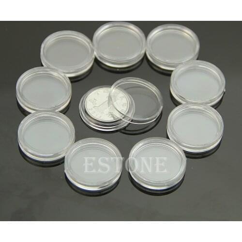 2021 New Hot 10pcs 20mm Clear Round Cases Coin Storage Capsules Holder Round Plastic