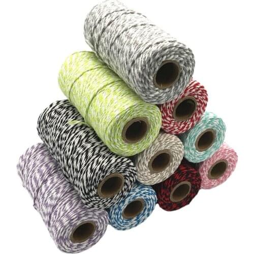 100M* 2MM Handmade Accessories DIY Wrapping Double Color Cotton Baker Rope Twine Wedding Party Decoration Gift