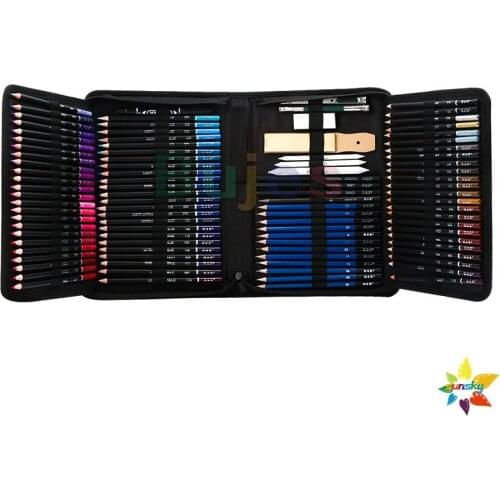 145Pc/set Drawing Sketch Pencil Charcoal Graphite Watercolor Metallic Color Pencil Oil Sketch Painting Coloring Professional Set