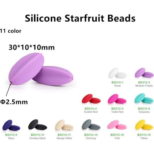 200pcs BPA Free Loose Silicone Starfruit Chewing Teething Beads For DIY Mom Baby Pacifier Teethers Necklaces Bracelet Jewelry