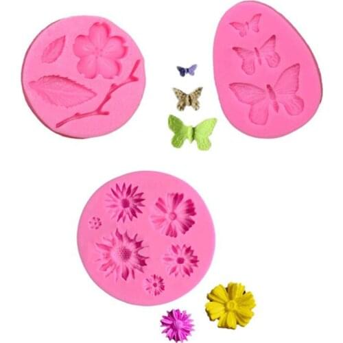 3PC Daisy Wild Chrysanthemum Flower Shape Silicone Mold Sugarcraft Chocolate Baking Mold Butterfly Fondant Cake Decorating Tools