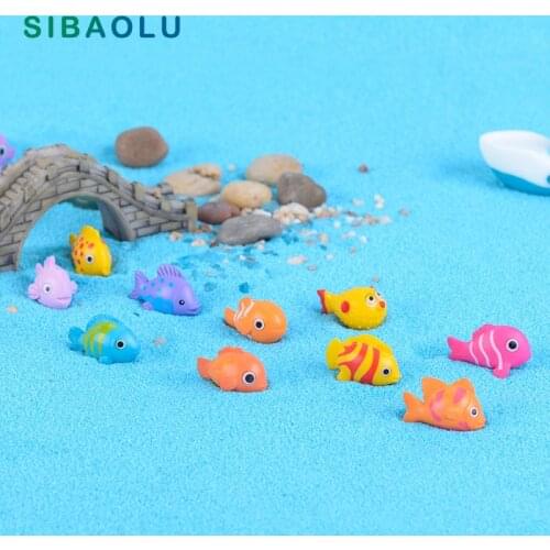 5pcs Colorful Ocean Marine fish figurine cartoon animal fairy garden home miniature ornament desk decoration DIY accessory