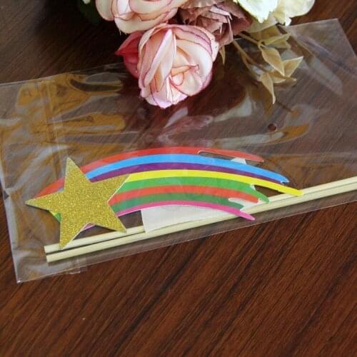 5pcs Cupcake Toppers DIY Rainbow & Star Cake Topper Wedding/Birthday Party Decoration Baby Shower Cake Decorating Tools