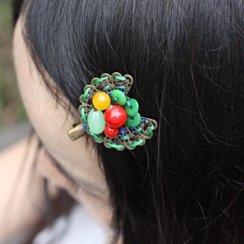 Ethnic jewelry vintage stone hair accessories,thailand colorful hair jewelry, ethnic vintage crystal hair stickers hairpins