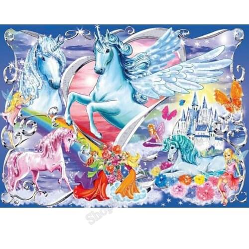 5D Diy Diamond Painting Cross Stitch Fantasy Horses Diamond Embroidery Mosaic Kits Handmade Art Craft Modular Pictures FF2169