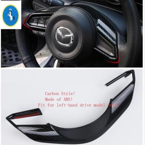 Yimaautotrims Auto Accessory Steering Wheel Frame Cover Trim 2 Colors Fit For Mazda 3 2017 2018 ABS Matte / Carbon Fiber Look