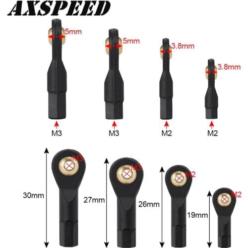 AXSPEED M2 M3 Plastic Rod End Ball End Ball Joint 19/26/27/30mm for 1:10 RC Boat Airplane RC Crawler Car Truck Buggy Parts