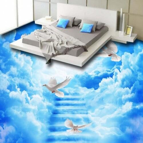 Free shipping custom self-adhesive home decoration floor living room 3d wallpaper mural waterproof ladder floor painting