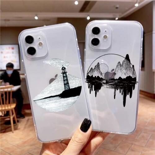 Retro Art Painting Landscape Phone Cases For iPhone 12 mini 11 Pro Max XR Xs Max X 6s 7 8 Plus SE 2020 Soft Clear Cover Fundas