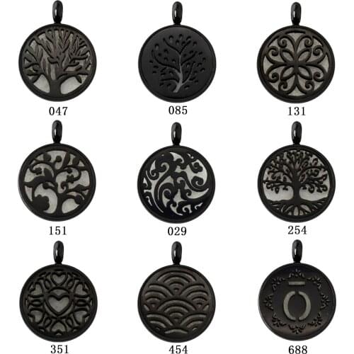 Black Diffuser For Women Stainless Steel Jewelry 12mm Essential Oil Aromatherapy Perfume Locket Pendant