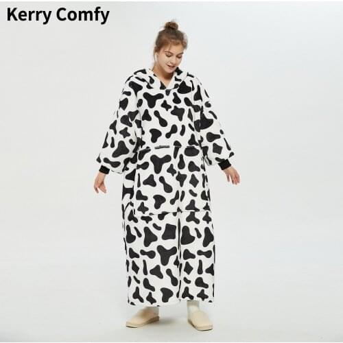 Double-layer Lazy Blanket Hooded Pullover Sweatshirt Hoodie Fall Winter Long Cold-proof and Warm Pajamas Thick TV Blankets Sofa