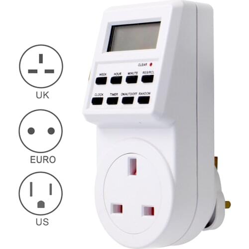 Electronic Digital Timer Switch EU US UK Plug Kitchen Timer Socket Outlet 220v 110v 7 Day 12/24 Hour Programmable Timing Socket