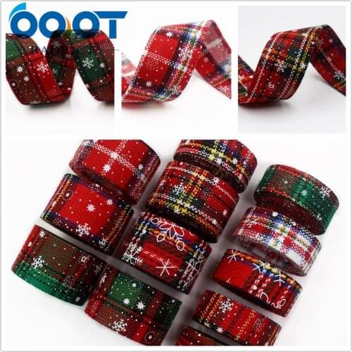I-19903-2029,5yards Christmas plaid snowflake cloth ribbon DIY handmade christmas decorations for home Accessories