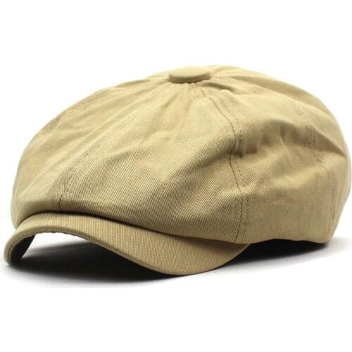 Spring Summer Solid Cotton Newsboy Caps Men Flat Peaked Cap Women Painter Beret Hats 30