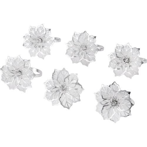 Napkin Rings Alloy Napkin Rings Hollow Out Flower Ring Napkin Holder Floral Napkins Rings Set Party Dinner Table Decor