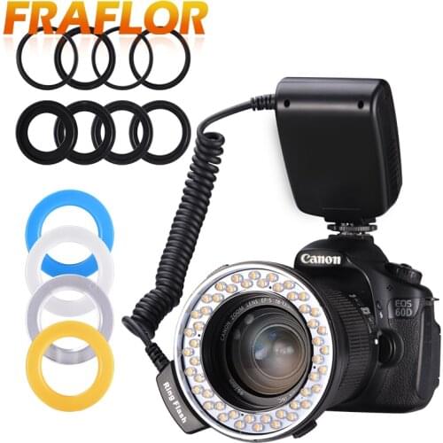 48 pcs LEDs Macro LED Ring Flash Light External Flash for Nikon Canon Olympus Pentax Panasonic Fujifilm DSLR Cameras Ring Flash