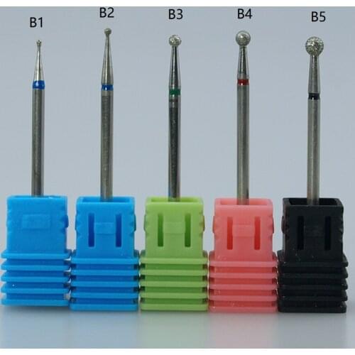 Easy Nail 5Size Ball Diamond Nail Drill Bit Rotary Burr Cuticle Clean Electric Bits For Manicure Drill Accessories Nail Mills