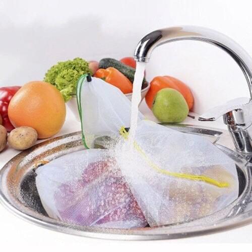 Reusable Produce Mesh Bags Eco Friendly Double-Stitched Food Toys Storage 12/15Pcs