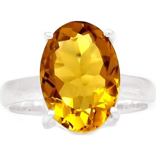 Genuine HONEY QUARTZ Ring 925 Sterling Silver, USA Size : 7.75, AR4054