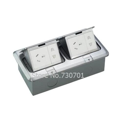 2019 New Aluminum material silver floor mounted socket box with 2 *EU power + 2 *RJ45 POP UP SOCKET ,copper material available