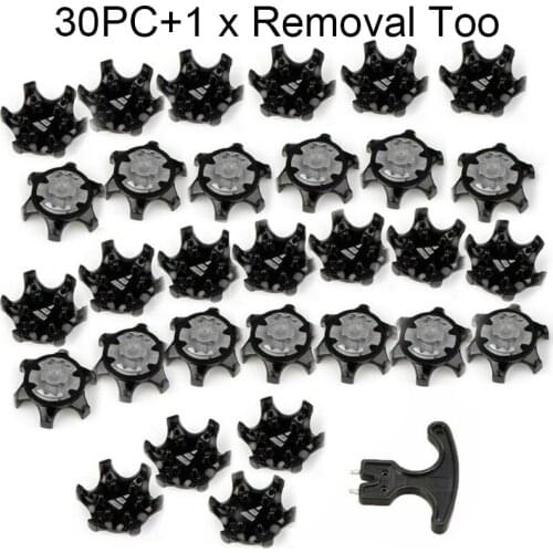 30pcs Golf Shoe Spikes Pins golf training aids Black Clamp Cleats Studs Replacement Plastic comfort durability with Removal Tool