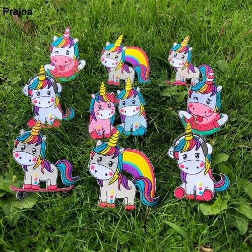Prajna Hippie Unicorn Iron On Patches Magic Unicorn Accessories Embroidered Patches For Clothes Applique Kids Dress T-shirts DIY