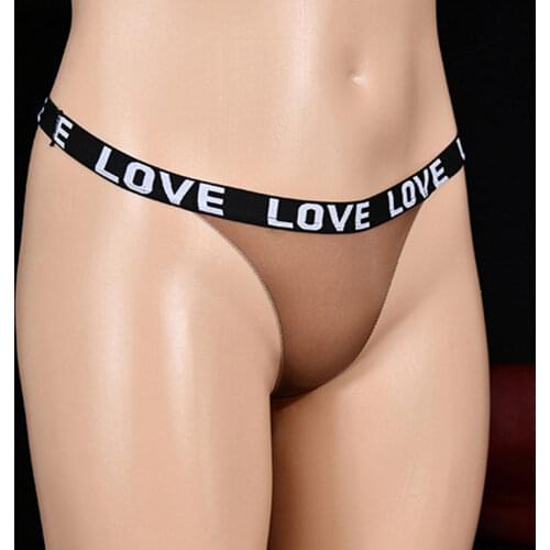 Plus Size Unisex Sheer See Through G-string HIgh Waist Thin Letter T-Back Underwear Oil Thong Seamless Bottom COCK Ring Gay wear