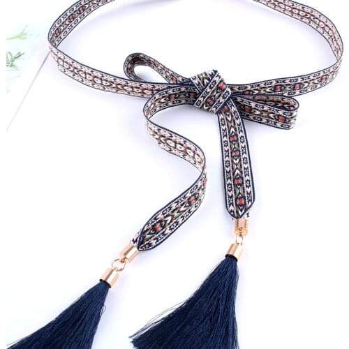 Designer belts high qualityi National traits belt canvas straps waist tasstel rope straps retro female decorative dress fringed