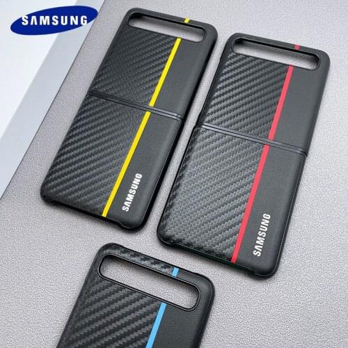 Carbon Fiber Foldable Case For Samsung Galaxy Z Flip Genuine Leather Ultrathin PC All-Inclusive Hard Back Cover SM-7070 7000