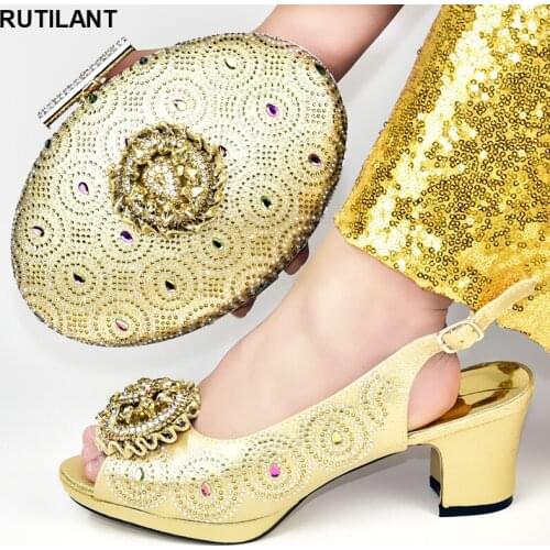 African Wedding Italian Shoe and Bag Sets Decorate Designer Shoes Women Luxury 2019 Sales In Women Matching Shoes and Bag Set