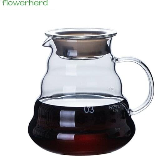 Heat-resistant Pour Over Glass Coffee Pot Filter Coffee Craft Hand Drip Coffee Pot Pyrex Heat-proof Coffee Kettle Percolator