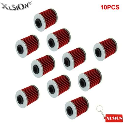 XLSION 10Pcs Oil Filters For SUZUKI RMZ 250 RMZ450 Kawasaki KX250 2006 2007 2008 KX250F 2004-2015 KX450F 2016