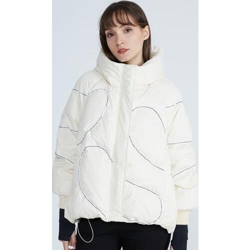 New Style Loose Fashion Stitching Casual Bread Down Jacket Women Warm Hooded Closed Sleeve Solid Short Puffer Oversized Coat