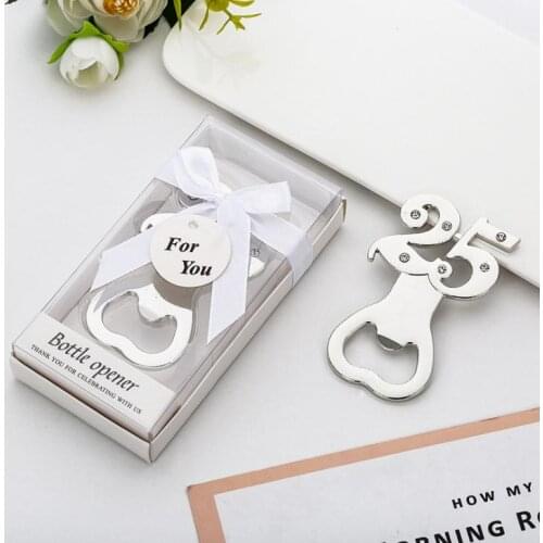 100PCS/LOT kids birthday party favor bottle opener with gift box Age12 15 16 18 25 adult birthday party gift souvenirs SN1923