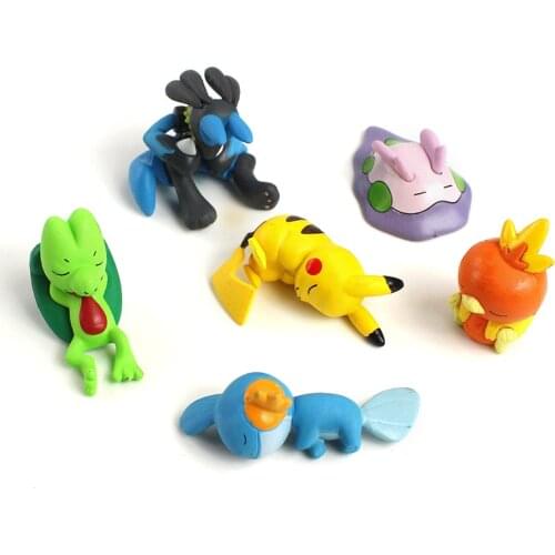 2-4cm 6pcs/Lot Pokemon Figure Lucario Torchic Treecko Pikachu Mudkip PVC Action Figure Model Toy Pocket Doll
