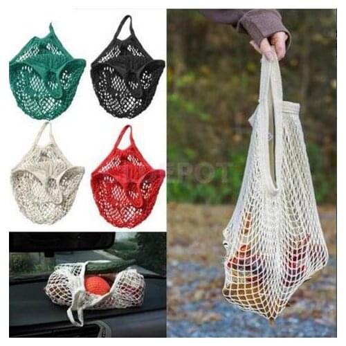 200pcs Fashion Handbag Fruits & Vegetable Shopping String Cotton Net Mesh Bag For Sun Clothes Basketball Storage Bags