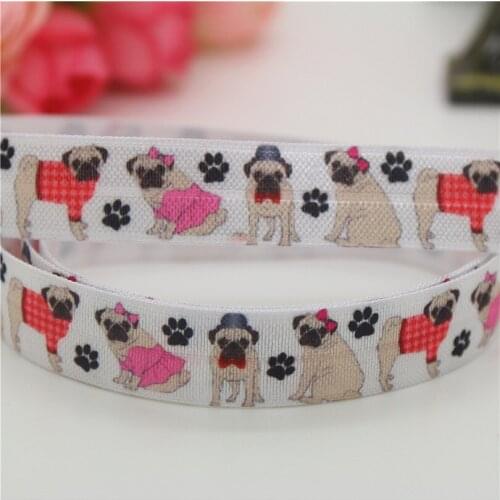 5/8'' Free shipping Fold Elastic FOE camo tree pug bulldog dog printed headband headwear hairband decoration wholesale OEM B1532