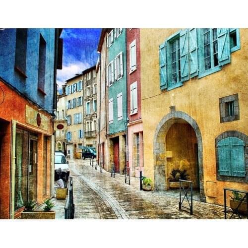 5d Diy Diamond Painting Street Building View Scenery Artwork Mosaic Cross Stitch Kit Embroidery Home Decor Craft Resin Sale