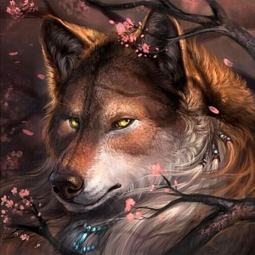 Full Square/Round Drill 5D DIY Diamond Painting "Wolf & flower" 3D Embroidery Cross Stitch 5D Rhinestone Home Decor Gift