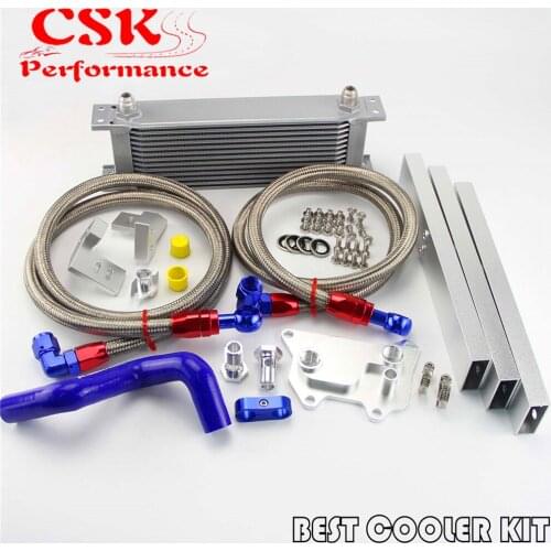 AN8 13 Row Oil Cooler Full Kit Fits For VW Golf MK7 GTI Engine EA-888III Black/Silver