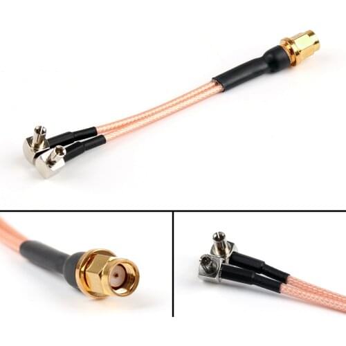 Artudatech RP SMA Plug Female Pin To Y Type 2x TS-9 Splitter Combiner Pigtail RG316 10cm Jack