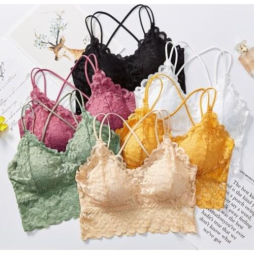Beautiful Back Lace Underwear Women No Steel Ring Bra Comfort Push Up Bralette Sexy Suspenders Vest Female