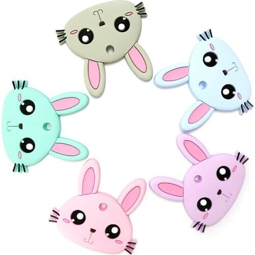 Cute Rabbit Cartoon Animal Baby Teethers Safe BPA Free Silicone Newborns Teething Tiny Rod Toddler Rodent Pacifier Care Goods