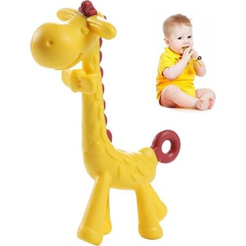 Cute Cartoon Giraffe Shape Baby Teether Silicone Bpa Free Infant Teething Toy New Necklace Hanging Toy for Baby Activity