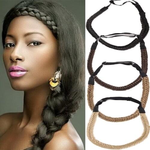 DIANQI Synthetic Fishbone Braids Twist Elastic Hair Headband With Adjustable Belt Woman Hair Style Braided Headband Hairpiece